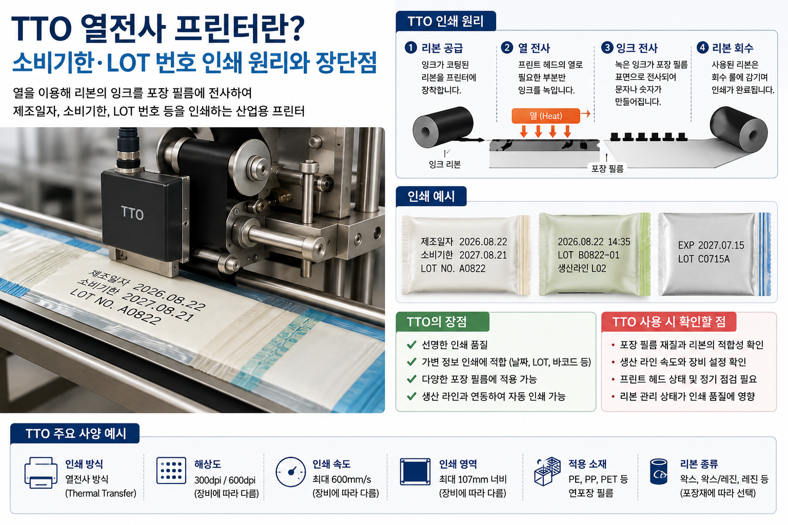 포장 필름에 제조일자와 유통기한을 인쇄하는 산업용 프린터